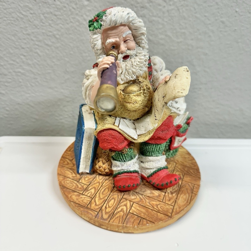 Vintage 1994 Cheryl Ann Santa Checking List Figurine Telescope‎ Christmas 6"